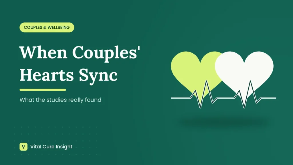 Illustration of two hearts joined by one heartbeat line, representing heart rate synchronization in couples